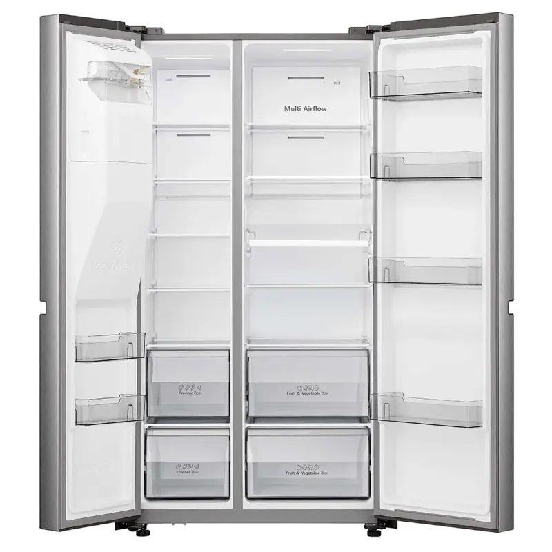 REFRIGERADORA HISENSE DE 22.1 P³ ECO INVERTER CON DISPENSADOR DE AGUA Y HIELO RS223SV5A